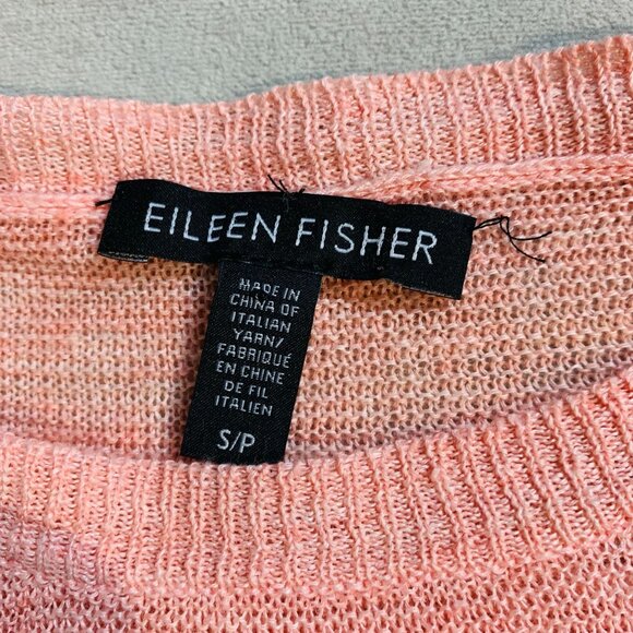Eileen Fisher Coral Lightweight Knit Short Sleeve Top Organic linen S/P - Picture 6 of 10